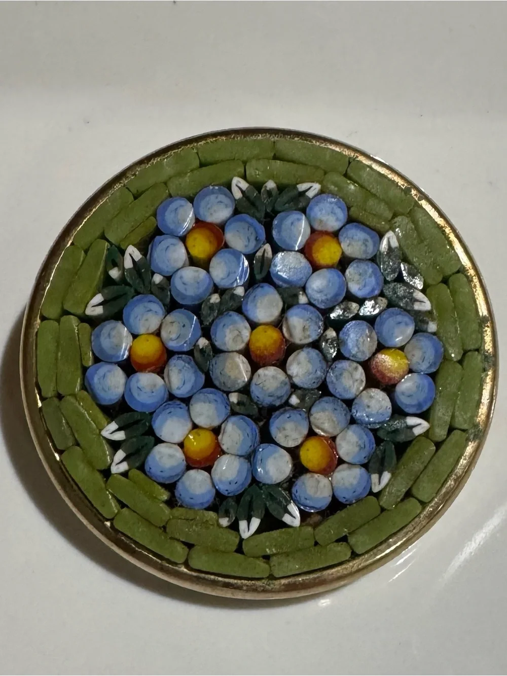 Vintage Italian Micro Mosaic Floral Bouquet Brooch